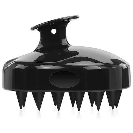 Perie masaj scalp, Silicon, Design ergonomic, 10 cm, Negru