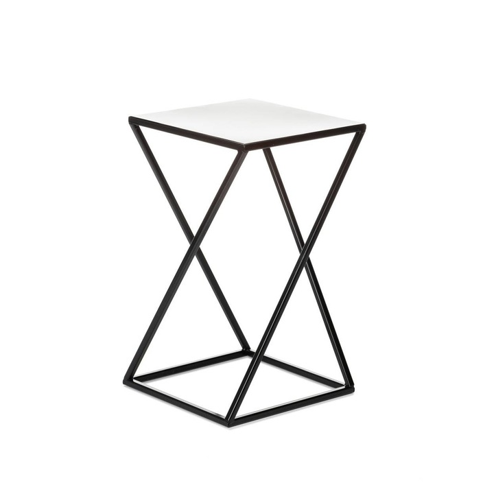 Suport pentru flori, Loft, 40x24x24 cm, metal, negru