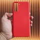 Samsung S21 Plus kompatibilis TPU tok, Velvet belső, Scarlet Red, TELGORBCS