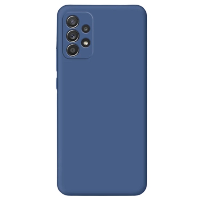 Силиконов калъф със защита на камерата и микрофибър отвътре, съвместим с Samsung Galaxy A52 / A52 5G / A52s 5G, син