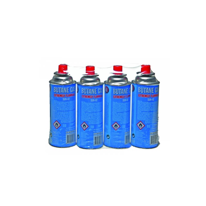 Set cartuse gaz butan, pentru camping si drumetii, 4 bucati, 227gr, All Ride, SUN-02