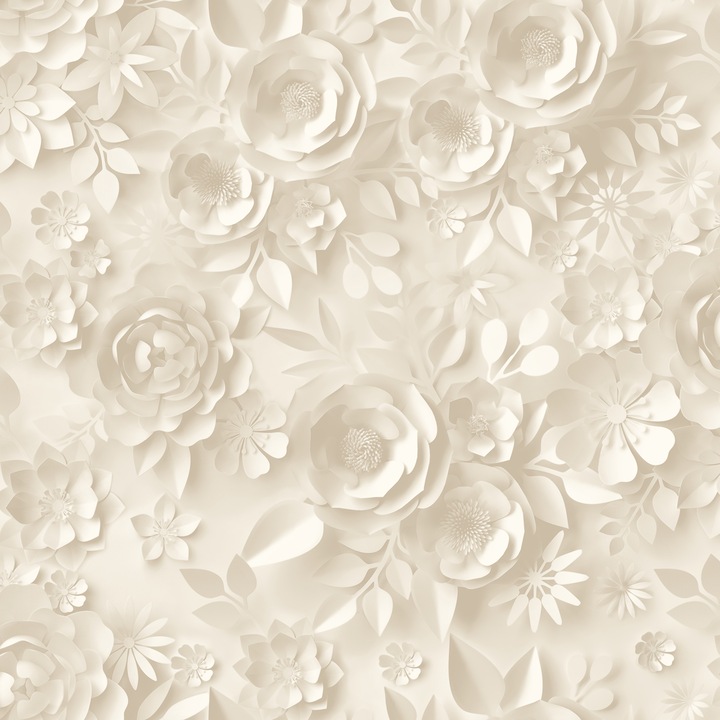 Tapet copii, cu flori albe, My Kingdom, M44607 0.53m x 10m