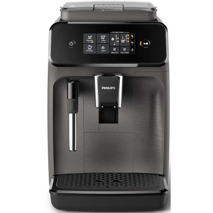 Philips EP1224/00 eszpresszó kávégép, automata, 1500 W, 2 ital, klasszikus tejhabosító rendszer, érintőképernyő, kerámia daráló, Aqua Clean szűrő, kasmír szürke