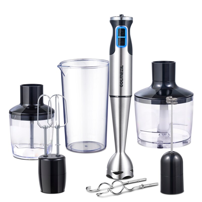 Blender de mana 6n1, GOLMEZIL, Inox, 800 W, 400/600/200 ml, Argintiu