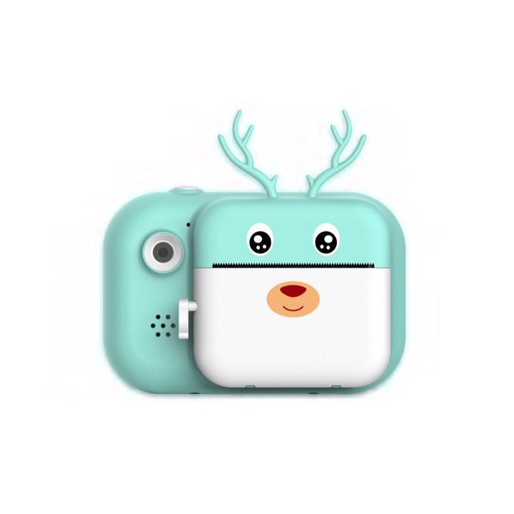 DacEnergy Kids fotó-/videokamera, kettős kamera, 2,4 hüvelykes IPS színes képernyő, 24 MP képfelbontás, kreatív szűrő, hordozható nyomtatás, kék/fehér