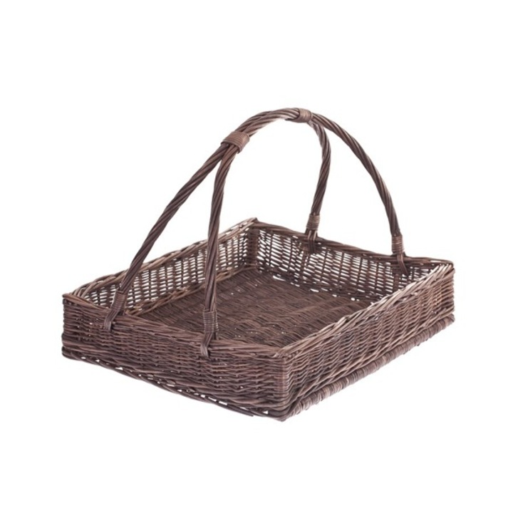 Cos de servire cu manere The Wicker Stories, Rachita, Gri