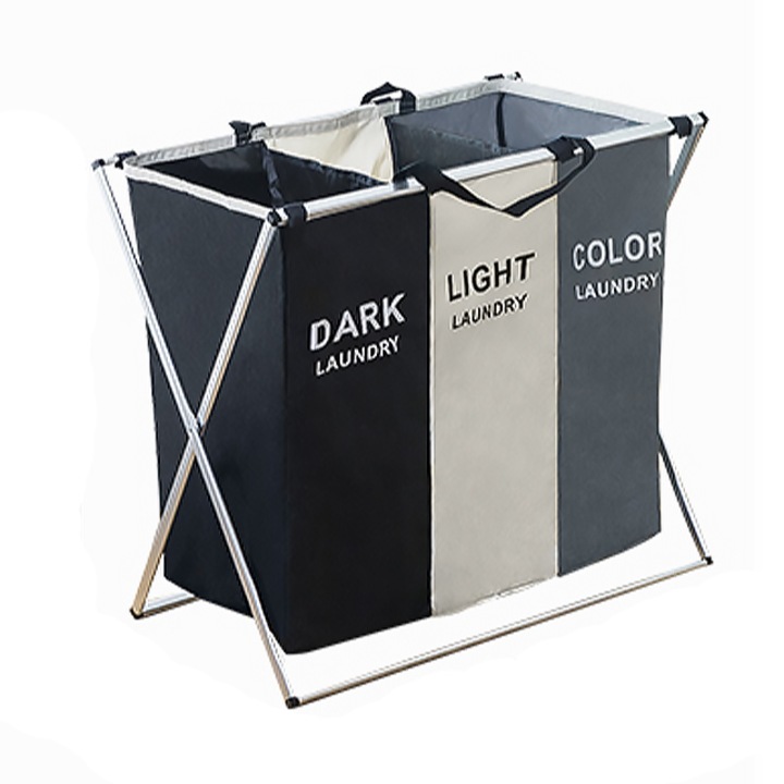 Cos de rufe, gri alb negru, 135l, 68x60x38 cm, pliabil