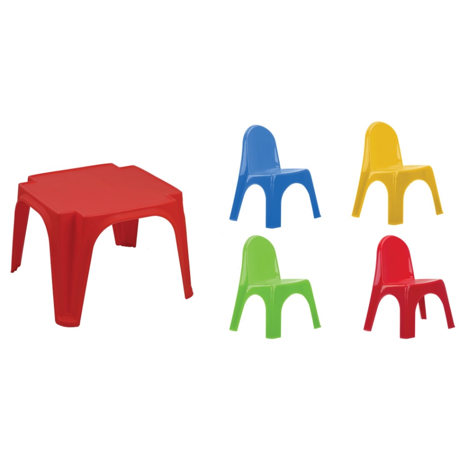 area Exchange Elder Set masa patrata si 4 scaune copii, plastic, 55.5x55.5x37.5 cm, gradina,  interior, gradinita, locuri de joaca - eMAG.ro