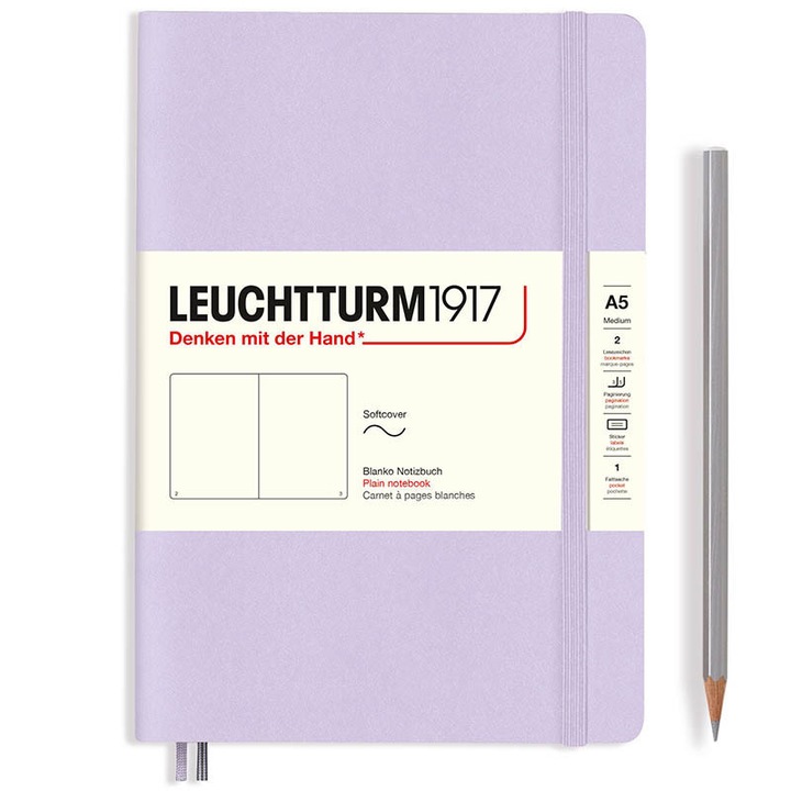 Notebook A5 Velin, coperta Flexibila, Lila, Leuchtturm