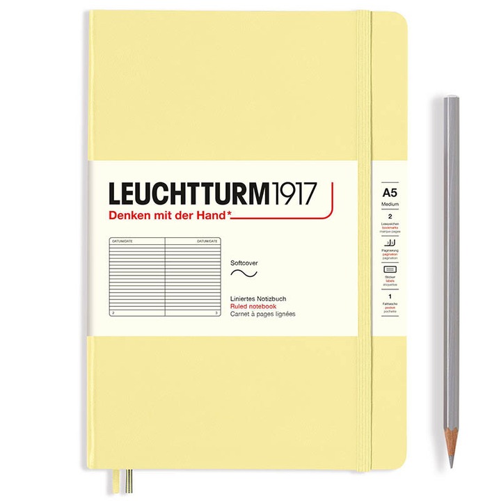 Notebook A5 Dictando, coperta Flexibila, Vanilie, Leuchtturm