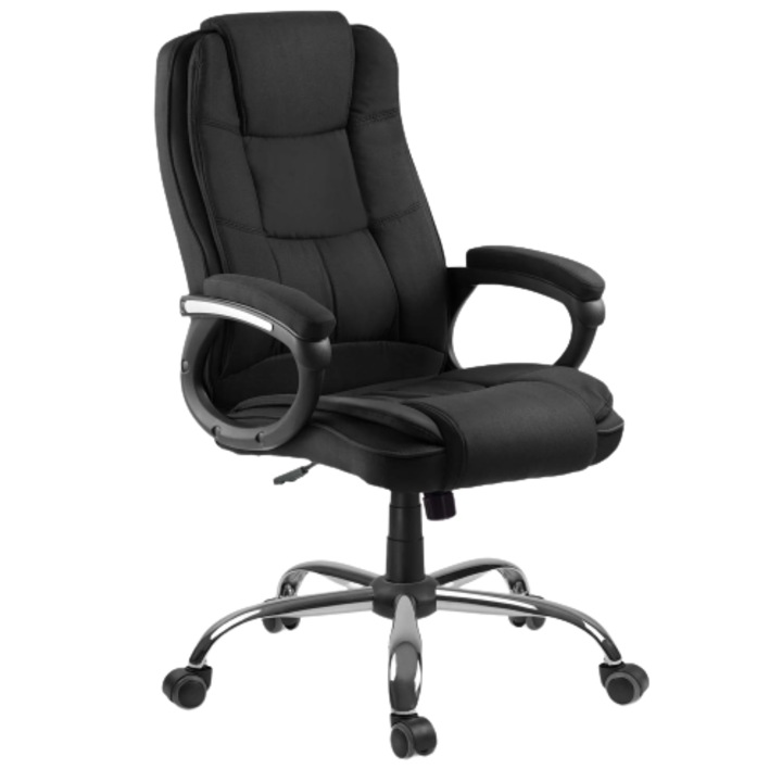 Scaun birou DacEnergy, spatar moale, strat dublu de burete, forma ergonomica, suport lombar, 125x60 cm, negru