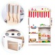 Дървена кухня за деца Smartic, 2 в 1,Със Звуци и светлини, Печка, Мивка, Аксесоари, Бяло/Червено
