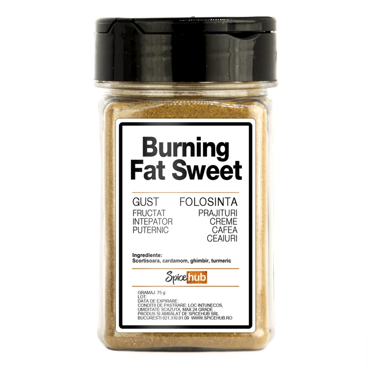 Condimente Spicehub Burning Fat Sweet 75 g, cu scortisoara, ghimbir si cardamom, 100% naturale