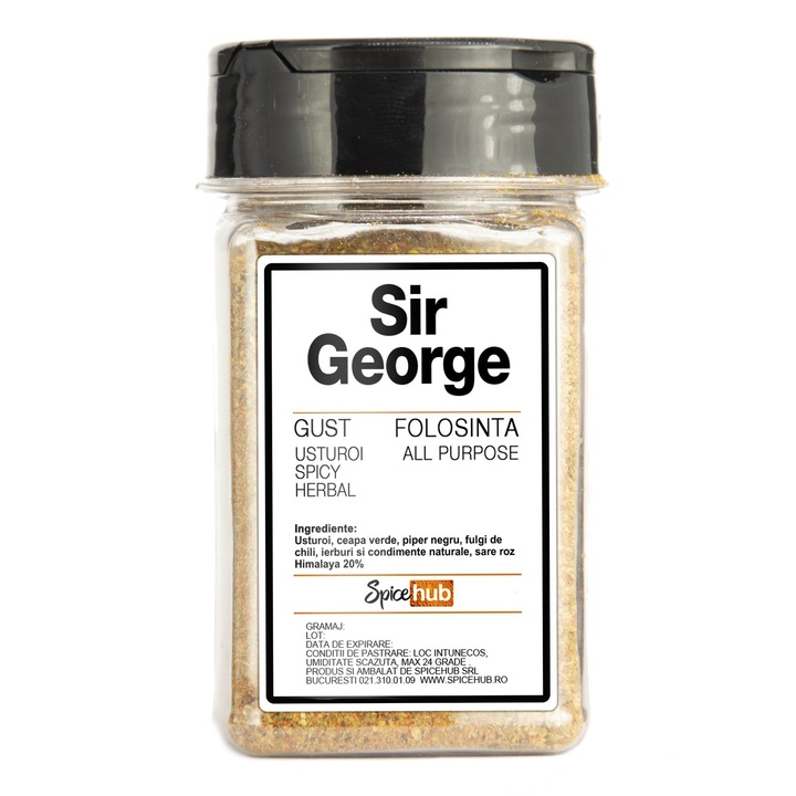 Amestec de condimente Sir George, Spicehub, cu usturoi, chili și sare roz Himalaya, 80 g
