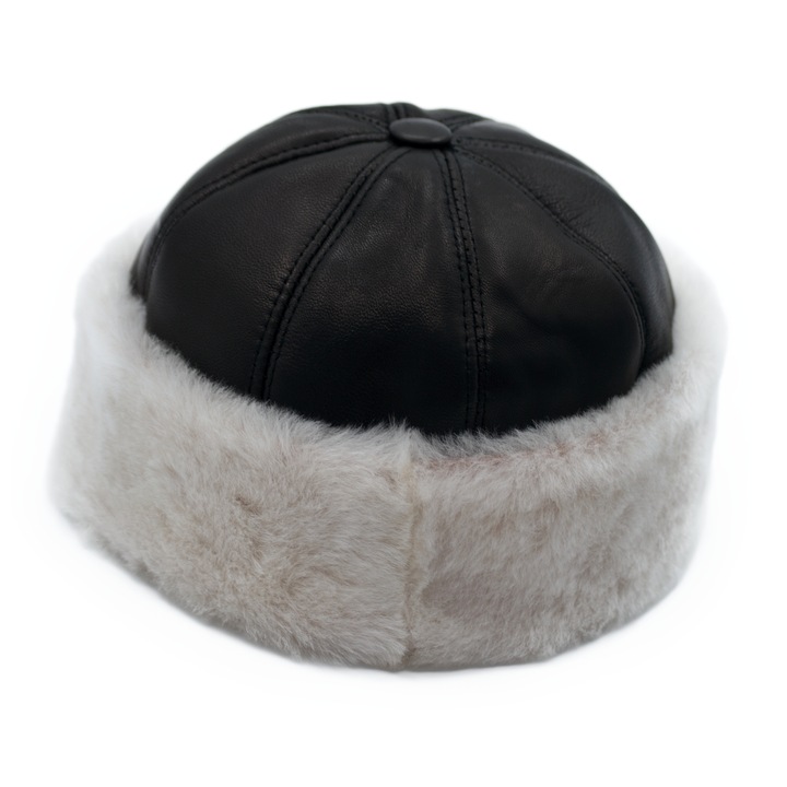 Мъжки калпак Dazoriginal, Естествена кожа, 56-61cm, Черен Сив