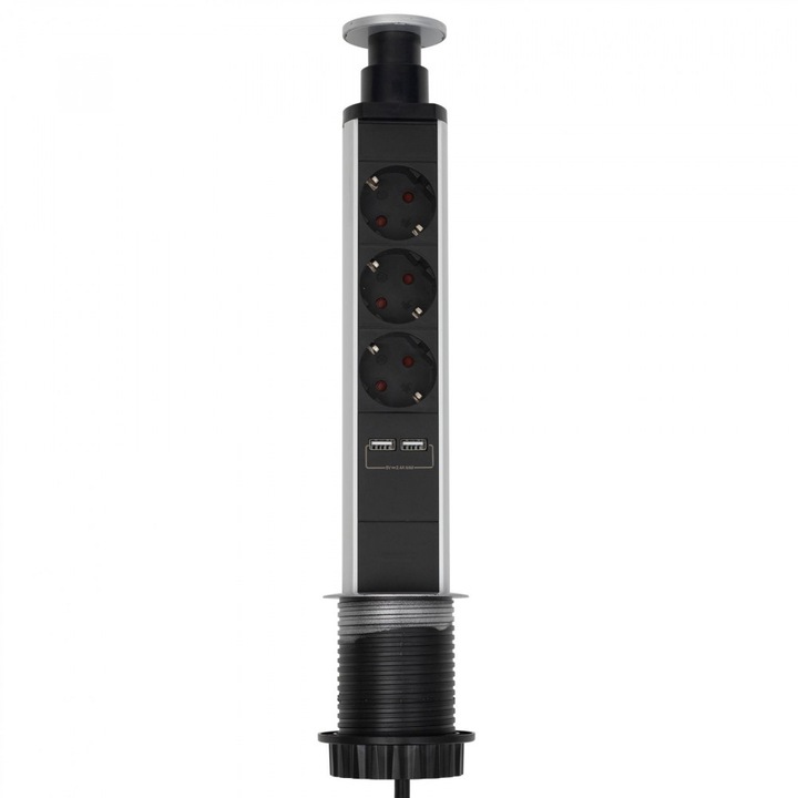 HOME 3as Elosztó, Asztalba Süllyeszthető, 2xusb