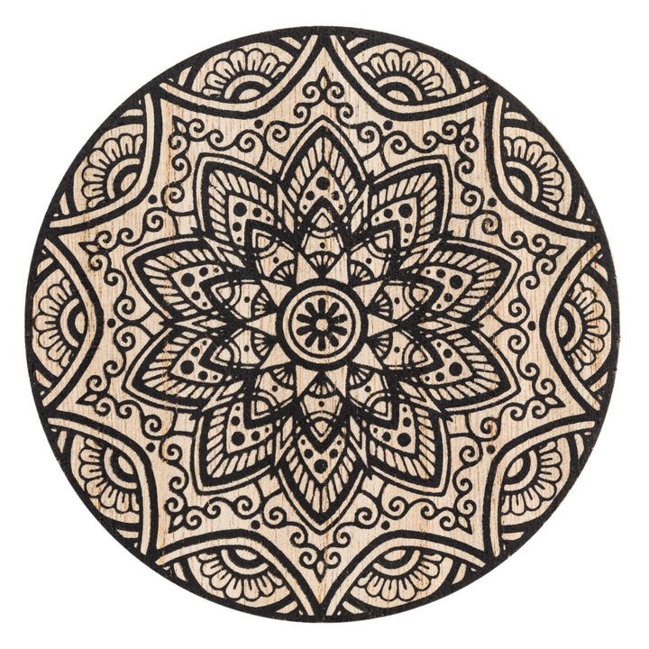 Mandala mintás fa üvegtartó 11cm