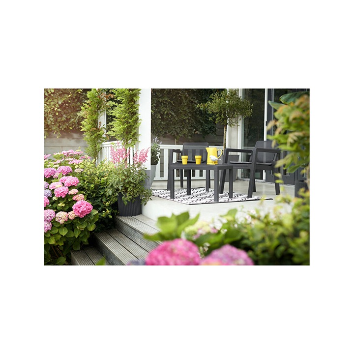 Set mobilier gradina graphite Keter Emily, doua scaune si masuta