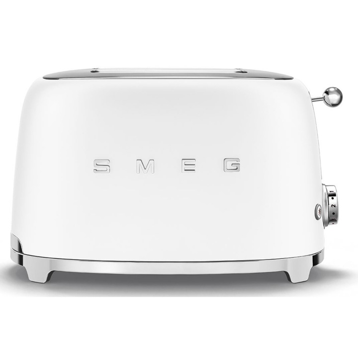 Тостер Smeg TSF01WHMEU, 50's Style, 950 W, 2 филии, 6 нива на препичане, Бял мат