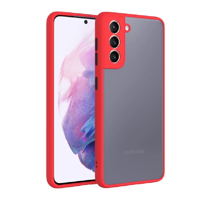 Husa Premium cu protectie la camere si finisaj mat, compatibila cu Samsung Galaxy S22 Plus 5G / S22+ 5G / Rosu