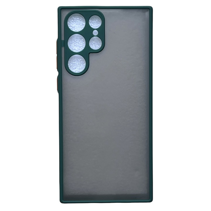 Husa Premium cu protectie la camere si finisaj mat, compatibila cu Samsung Galaxy S22 Ultra 5G / Verde inchis
