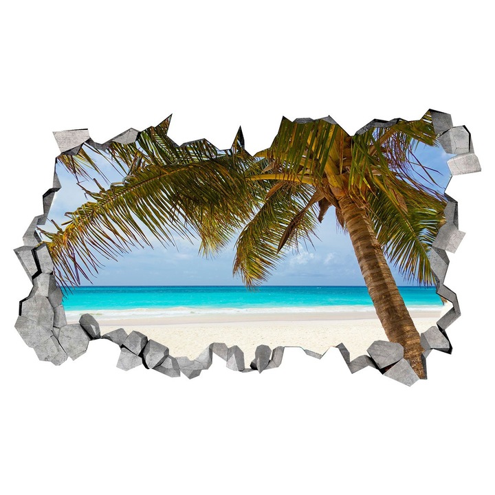 Dekorációs matrica, lyuk a falban 3D, Beach, 85 cm, 166STK-1