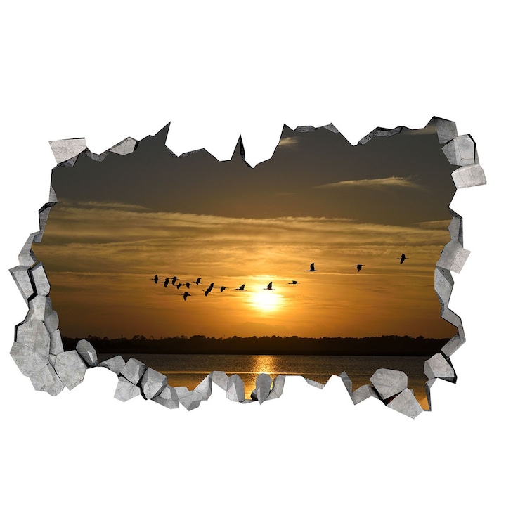 Dekorációs matrica, lyuk a falon 3D, Napkelte, 85 cm, 175STK-2