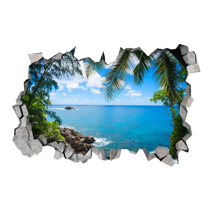 Sticker decorativ, gaura in perete 3D, Mare, 85 cm, 181STK-1