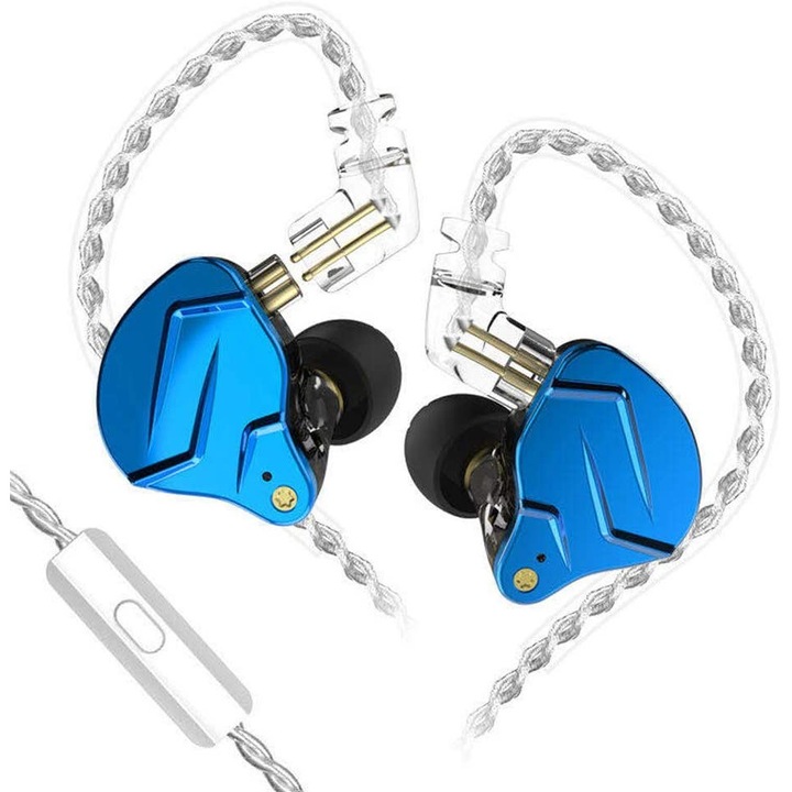 KZ ZSN Pro X fém fejhallgató, 1BA + 1DD hibrid technológia, HIFI basszus, monitor, sport, zajszűrő, kék