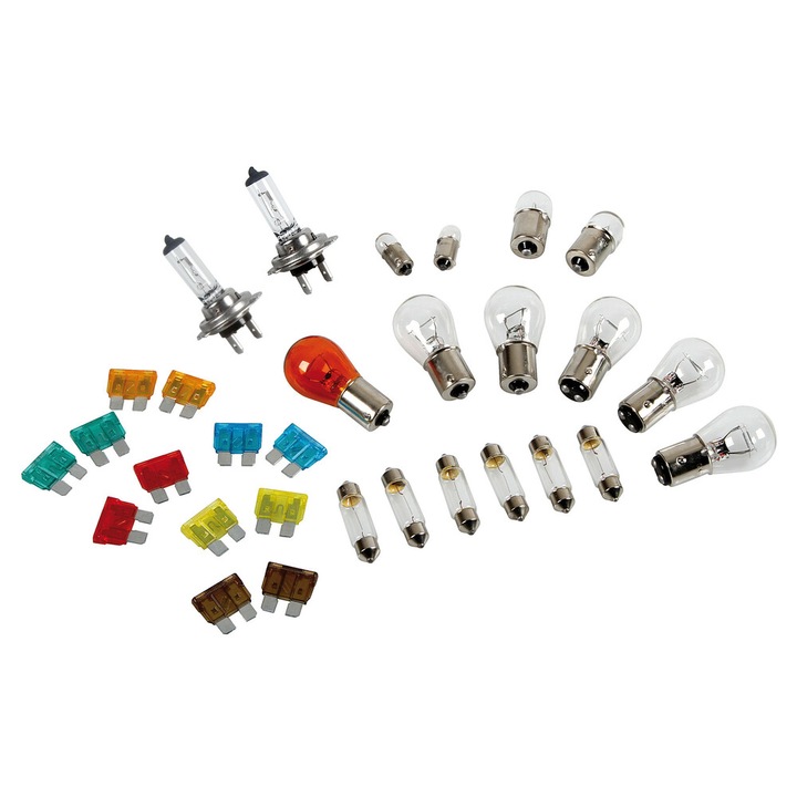 Kit becuri si sigurante 30buc, 24V, halogen 2xH7