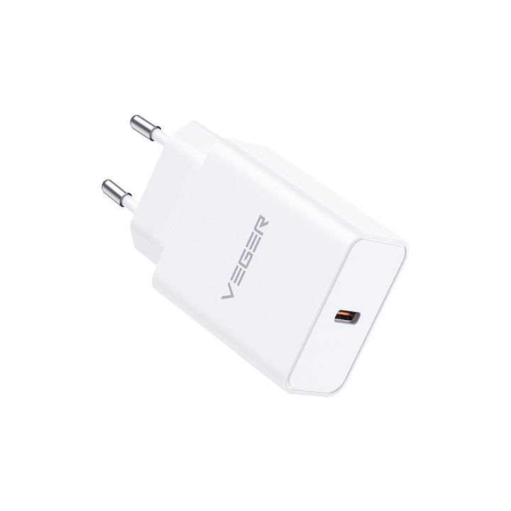 Incarcator retea Fast Charge VEGER VLS2501, USB Type C, 25W, Alb