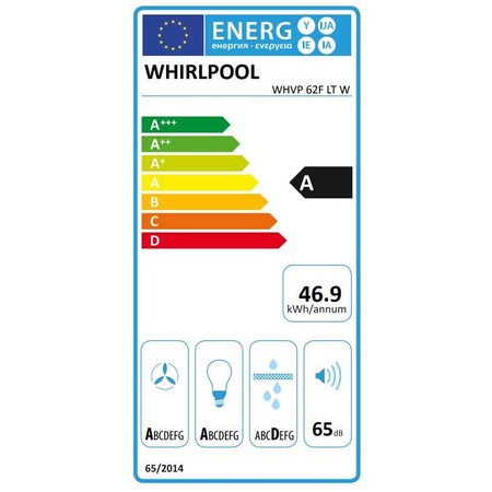 Hota incorporabila verticala Whirlpool WHVP62FLTW, Capacitate absorbtie 650 m3/h, Iluminare LED, 1 motor, Clasa A, Touch control, 60 cm, Alb