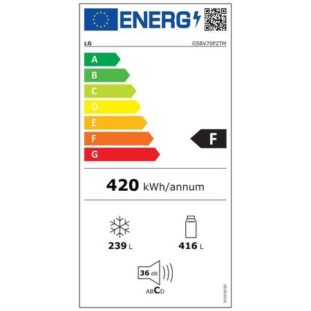 Side by side LG GSBV70PZTM, 655 l, Clasa F, No Frost, Door Cooling, LinearCooling, Compresor Inverter Linear, Smart Diagnosis, Argintiu