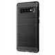 Husa de silicon pentru Samsung Galaxy S10+ Plus, Fibra de Carbon, Negru