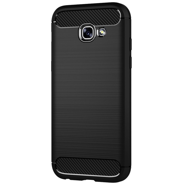 Husa de silicon pentru Samsung Galaxy A5 2017, Fibra de Carbon, Negru