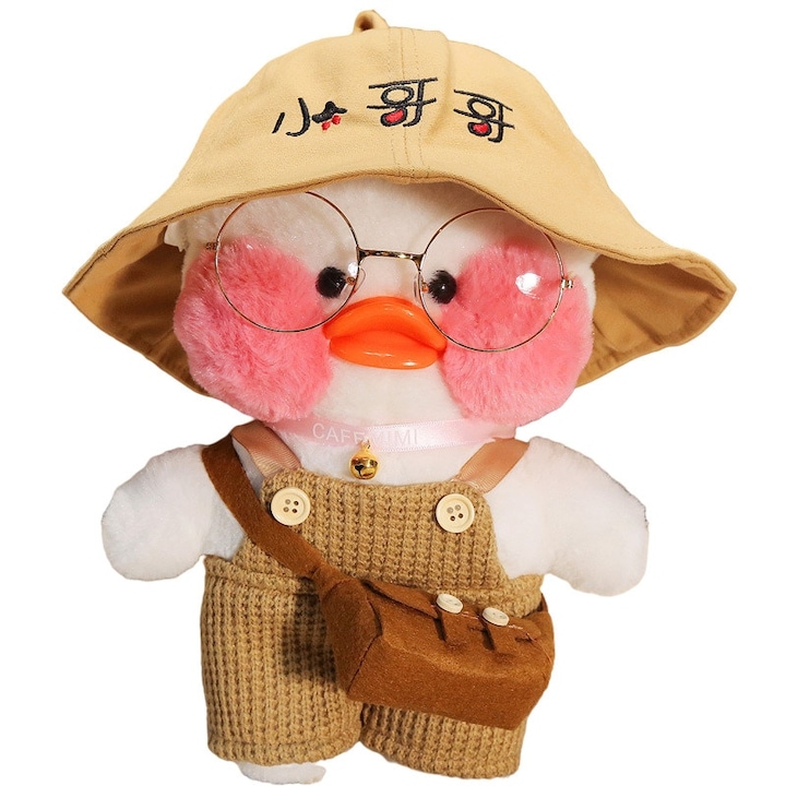 Jucarie de plus ratusca, Cu pulover maro, 30 cm, Alb