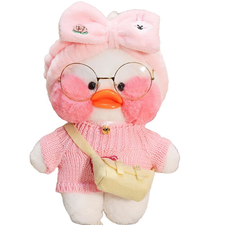 Jucarie de plus ratusca, Cu funda roz, 30 cm, Alb - eMAG.ro