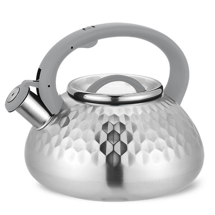 Ceainic cu fluier, 3 L, Maestro MR-1309, cu maner, argintiu