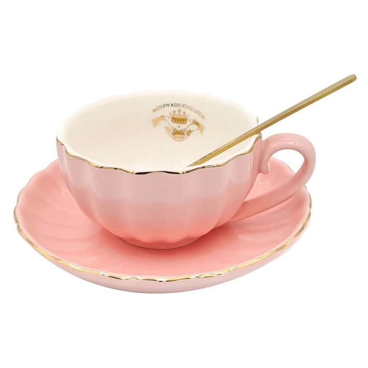 Set Ceasca, Farfurie si Lingurita, STYLE Roz