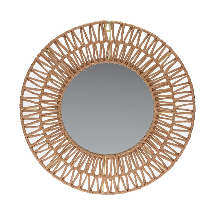 Kerek boho tükör, Vilde, 45 cm, Barna