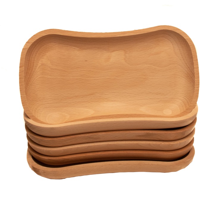 OEM bükkfa tányér készlet, 300x162 mm, 6 db