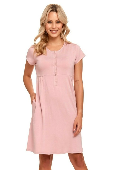 Camasa pentru alaptat, din bumbac organic, Flamingo, roz prafuit