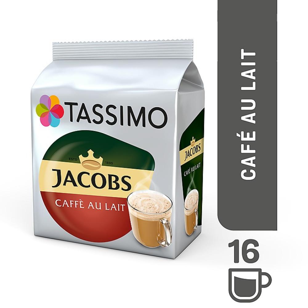 Tassimo Jacobs Café au Lait, Coffee Capsules, Milk Coffee, Roasted Ground  Coffee, 16 T-Discs / Servings