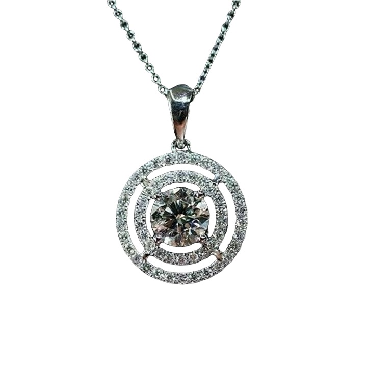 Colier argintiu, cu pietre din zirconiu, Hilma C10, Pursehuit