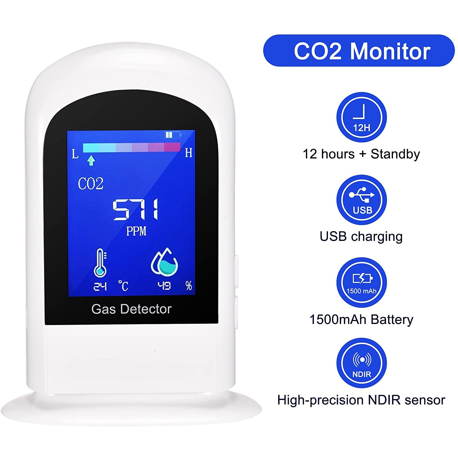 Monitor De Calitate A Aerului Portabil Cu Senzor Ndir Aparat De Masurat Co2 Temperatura Si 9540