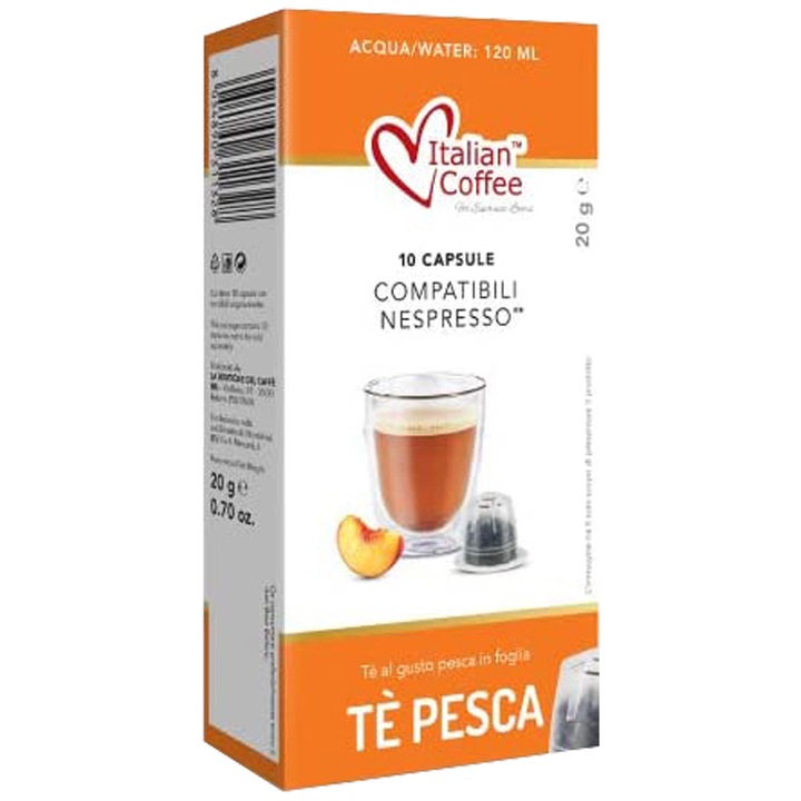 Комплект от 60 капсули чай от праскова, съвместим с Nespresso, ИТАЛИАНСКО КАФЕ