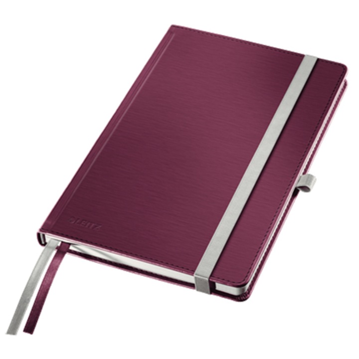 Caiet Leitz Style, A5, in carouri, Hardcover, rosu granat