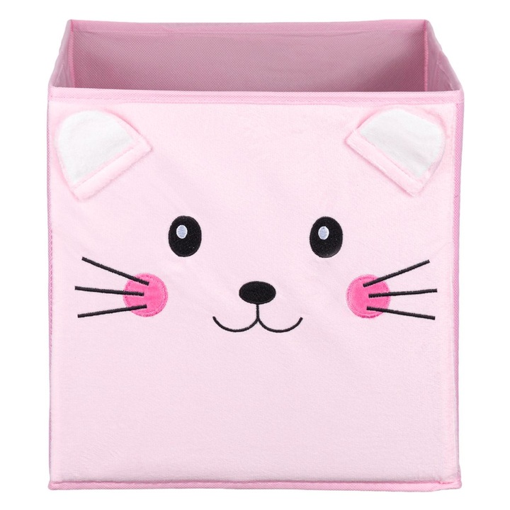 Cutie de depozitare Shopiens® Pisica, catifelata, pentru camera copiilor, 30 x 30 x 30 cm