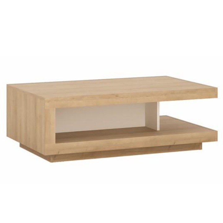 МДФ маса за кафе Leonardo riviera дъб бяло гланц 106x68x35 см