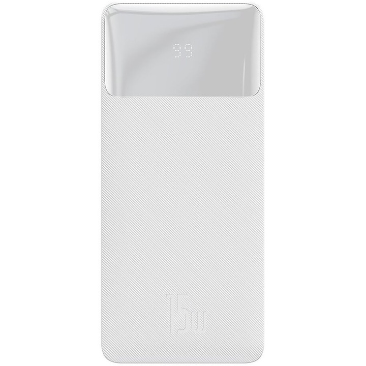 Външна батерия Baseus Bipow PPDML-I02, 10000mAh, 20W, 2xUSB, USB-C, Micro USB, 15W, бял